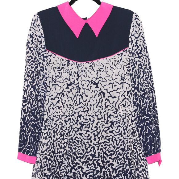 Blue Pink White Polka Dot Tunic Dress Size Large - Picture 3 of 5